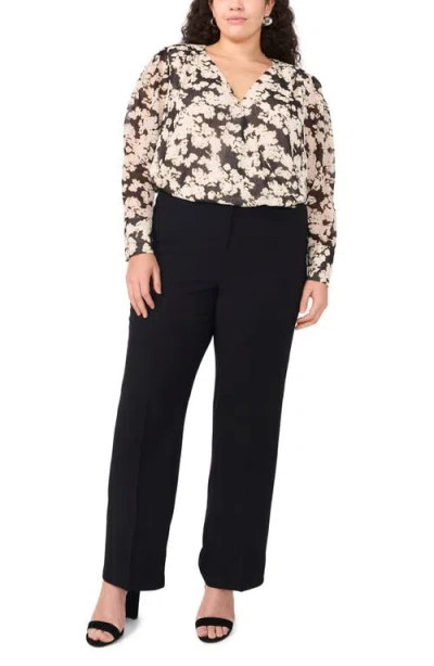 Vince Camuto Bead Detail Floral Wrap Front Chiffon Top