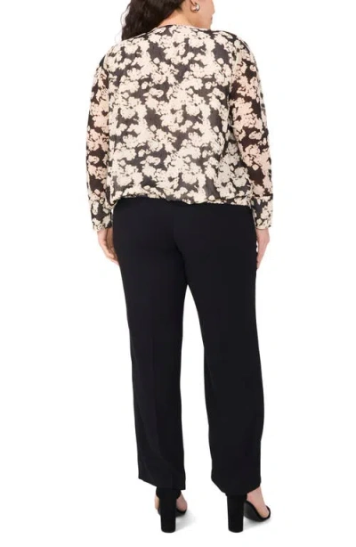 Vince Camuto Bead Detail Floral Wrap Front Chiffon Top