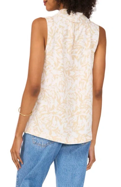 Vince Camuto Leaf Print Sleeveless Cowl Neck Top