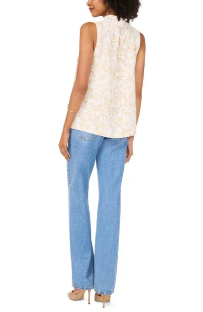 Vince Camuto Leaf Print Sleeveless Cowl Neck Top
