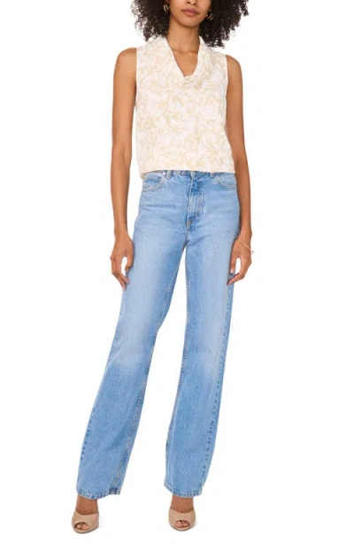 Vince Camuto Leaf Print Sleeveless Cowl Neck Top