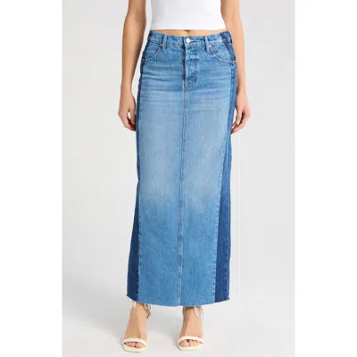 Mother The Flagpole Raw Hem Denim Maxi Skirt