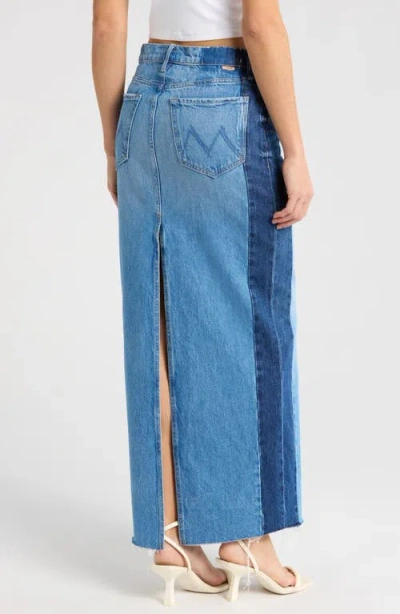 Mother The Flagpole Raw Hem Denim Maxi Skirt