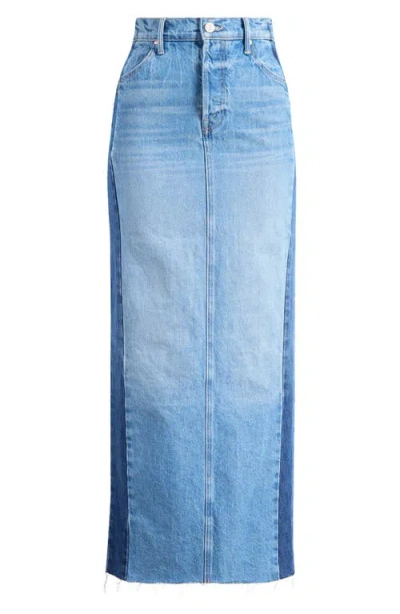 Mother The Flagpole Raw Hem Denim Maxi Skirt
