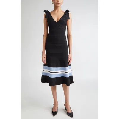 Carolina Herrera Flared Knit Midi Dress In Black