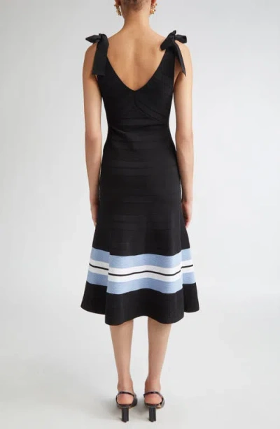 Carolina Herrera Flared Knit Midi Dress In Black