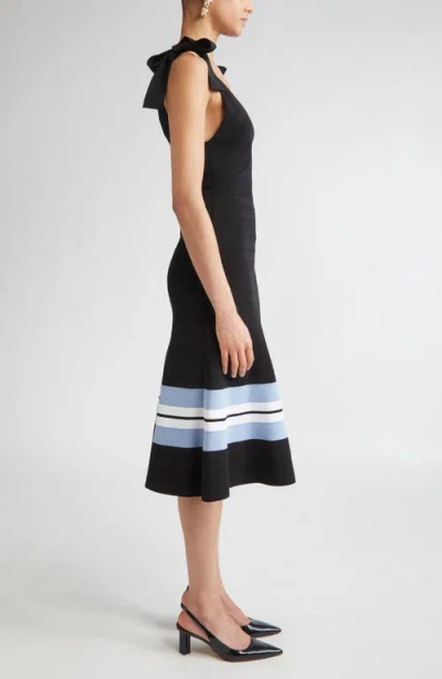 Carolina Herrera Flared Knit Midi Dress In Black