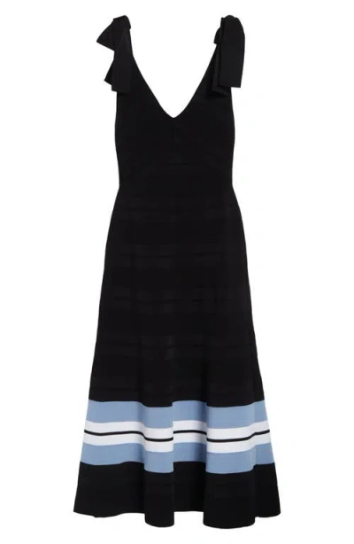 Carolina Herrera Flared Knit Midi Dress In Black