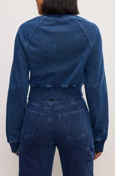 Good American Jeanius Half Zip Crop French Terry Sweatshirt