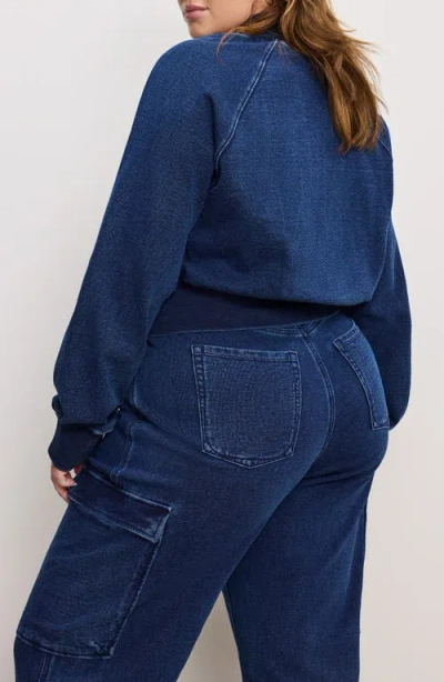 Good American Jeanius Half Zip Crop French Terry Sweatshirt