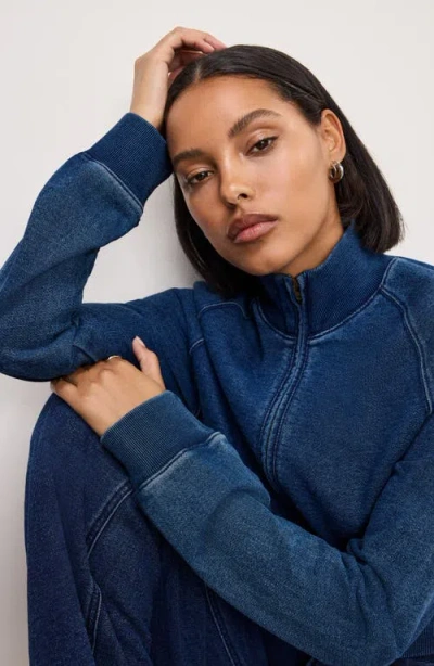 Good American Jeanius Half Zip Crop French Terry Sweatshirt
