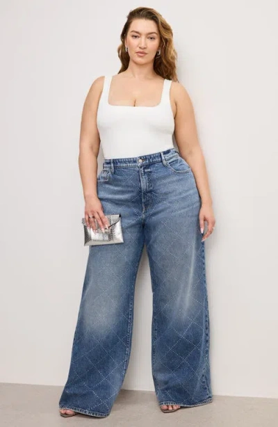 Good American Good Ease Relaxed Wide Leg Jeans