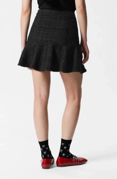 & Other Stories Flounce Hem Cotton Blend Tweed Miniskirt