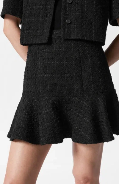 & Other Stories Flounce Hem Cotton Blend Tweed Miniskirt