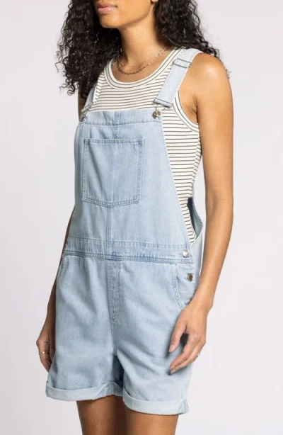 Thread & Supply Connor Short Denim Overalls In Blue