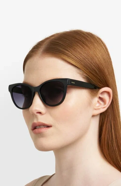 Fossil 53mm Gradient Cat Eye Sunglasses In Black