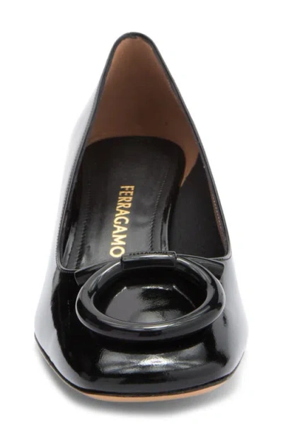 Ferragamo Mara Gancio Block Heel Pump In Black