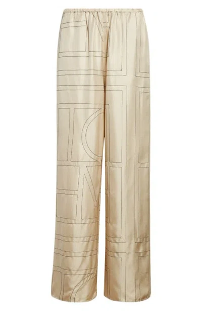 Totême Toteme Monogram Silk Pajama Bottoms In Brown