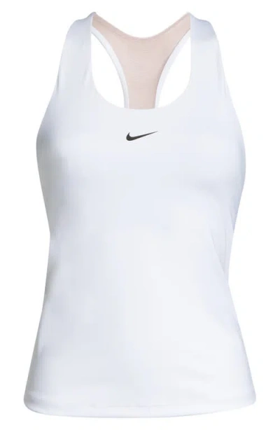 Nike Dri-fit Swoosh Bra Racerback Tank In White