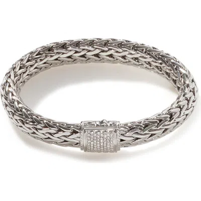 John Hardy Icon Bracelet, Sterling Silver, Pavé, 10.5mm In Metallic