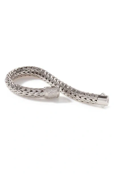 John Hardy Icon Bracelet, Sterling Silver, Pavé, 10.5mm In Metallic