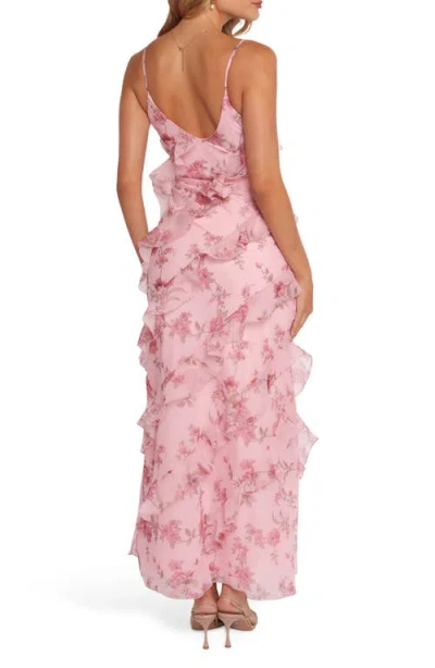 Petal And Pup Petal & Pup Ciao Floral Ruffle Chiffon Gown In Multi