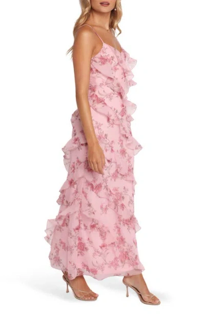 Petal And Pup Petal & Pup Ciao Floral Ruffle Chiffon Gown In Multi