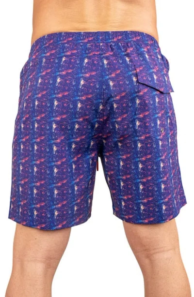 Maceoo Swim Lion Retro Swim Trunks In Blue