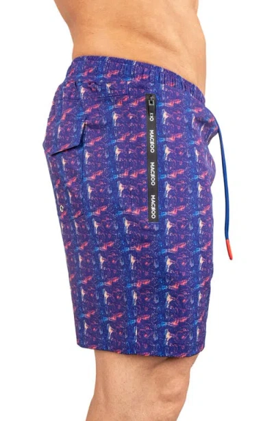Maceoo Swim Lion Retro Swim Trunks In Blue