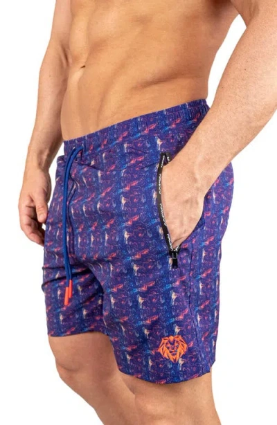 Maceoo Swim Lion Retro Swim Trunks In Blue