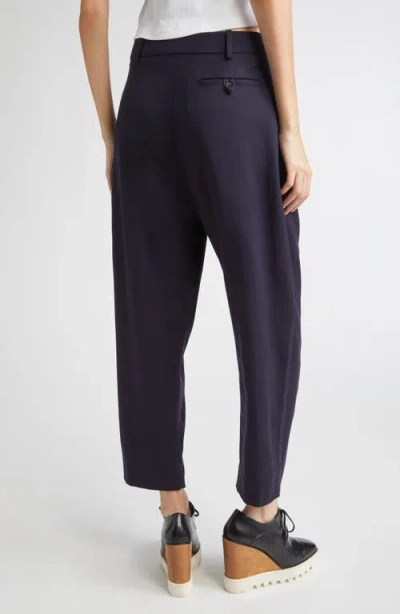 Stella Mccartney Pleated Wide Leg Wool Crop Trousers In Blue