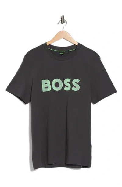 Hugo Boss Cotton-jersey Regular-fit T-shirt With Mesh Logo In Black