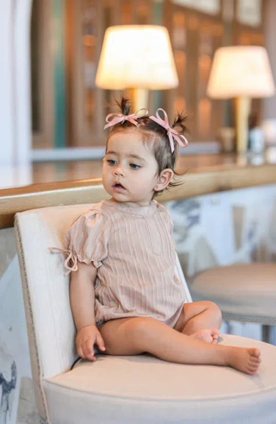 Maniere Manière Kids' Stripe Romper In Brown