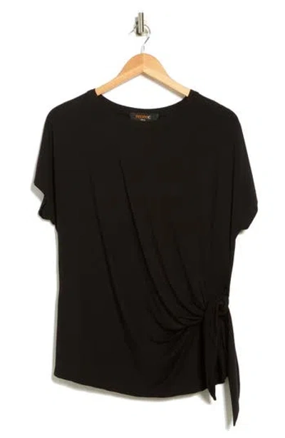 Renee C Side Knot Jersey Top In Black