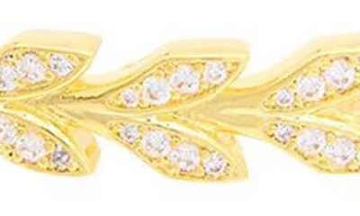 Juvell 18k Plated Cz Feather Bangle Bracelet In Gold