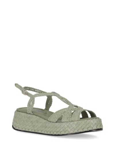 La Rose Maui Platform Wooden Sandal In Green