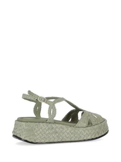 La Rose Maui Platform Wooden Sandal In Green