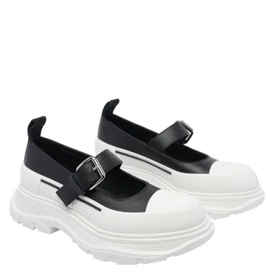 Alexander Mcqueen Leather And Rubber Lace-up Ballerinas In White