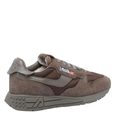 Autry 'reelwind' Brown Low Top Sneakers With Logo Patch Ontongue And Side In Brown