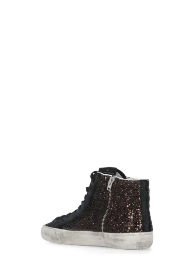 Golden Goose Deluxe Brand Women Slide Classic Suede High-top Sneakers With Glitter Inserts In Multi
