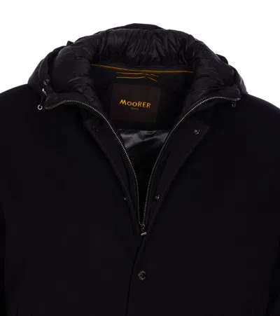 Moorer Hooded Padded Jacket With Removable Hood In Blue