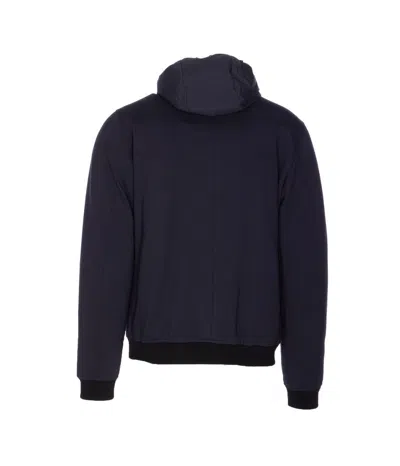 Moorer Padded Jacket With Removable Hood And Zip Pockets In Blue