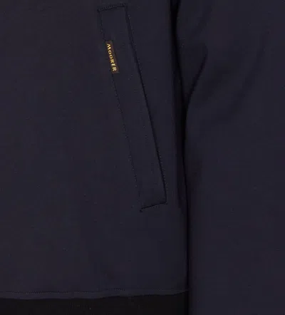 Moorer Padded Jacket With Removable Hood And Zip Pockets In Blue