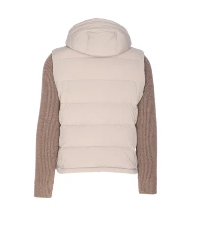 Moorer Quilted Jacket Hood Knitted Sleeves