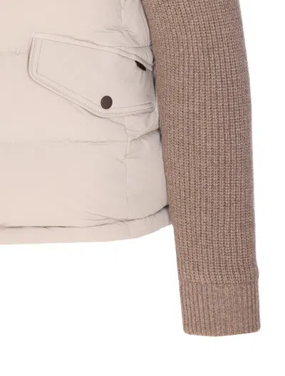 Moorer Quilted Jacket Hood Knitted Sleeves