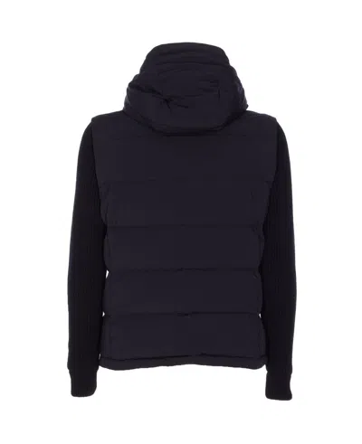 Moorer Quilted Knitted Long Sleeves Jacket In Blue