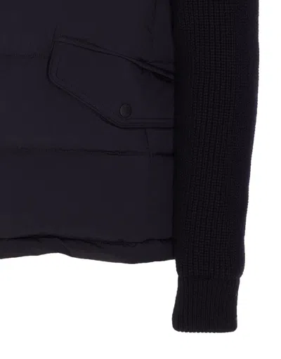 Moorer Quilted Knitted Long Sleeves Jacket In Blue