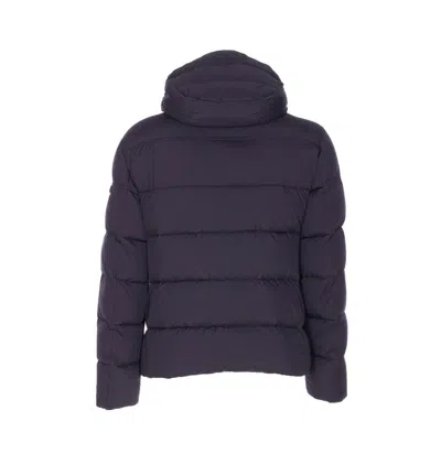 Moorer Quilted Hooded Jacket With Zippered Sleeves In Blue