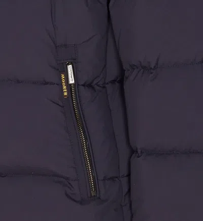 Moorer Quilted Hooded Jacket With Zippered Sleeves In Blue