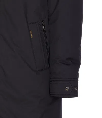 Moorer Long Padded Hooded Jacket With Adjustable Cuffs In Black